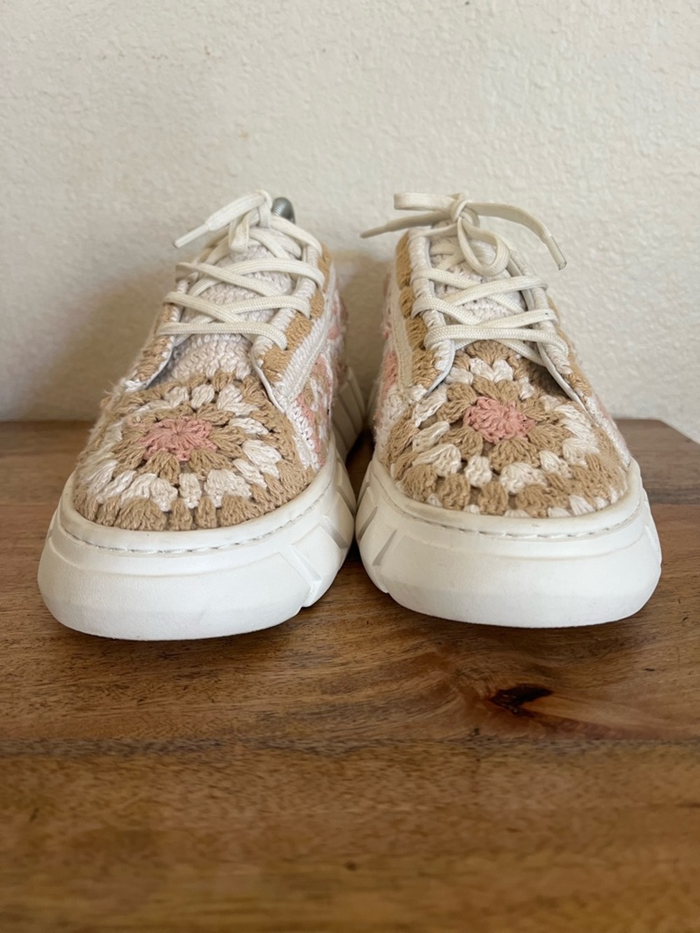 Free People Catch Me If you can crochet sneakers Pink Combo Size 41 - Picture 4 of 11